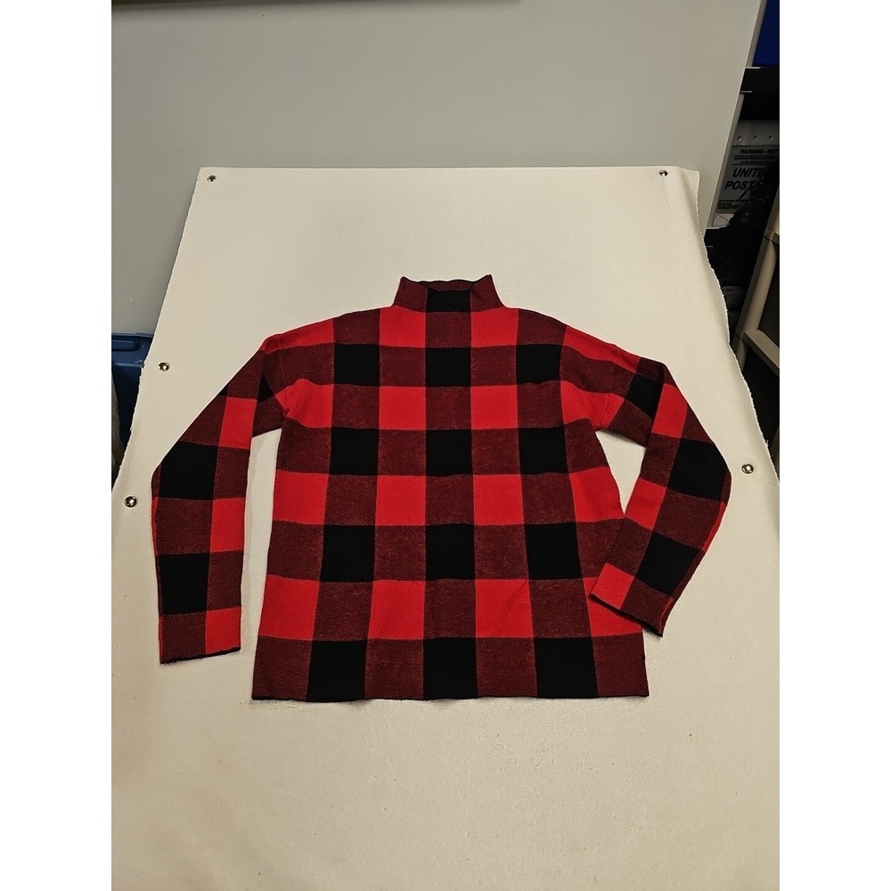 Tommy Bahama Mens Red Black Buffalo Plaid Mock Neck Sweater Size M